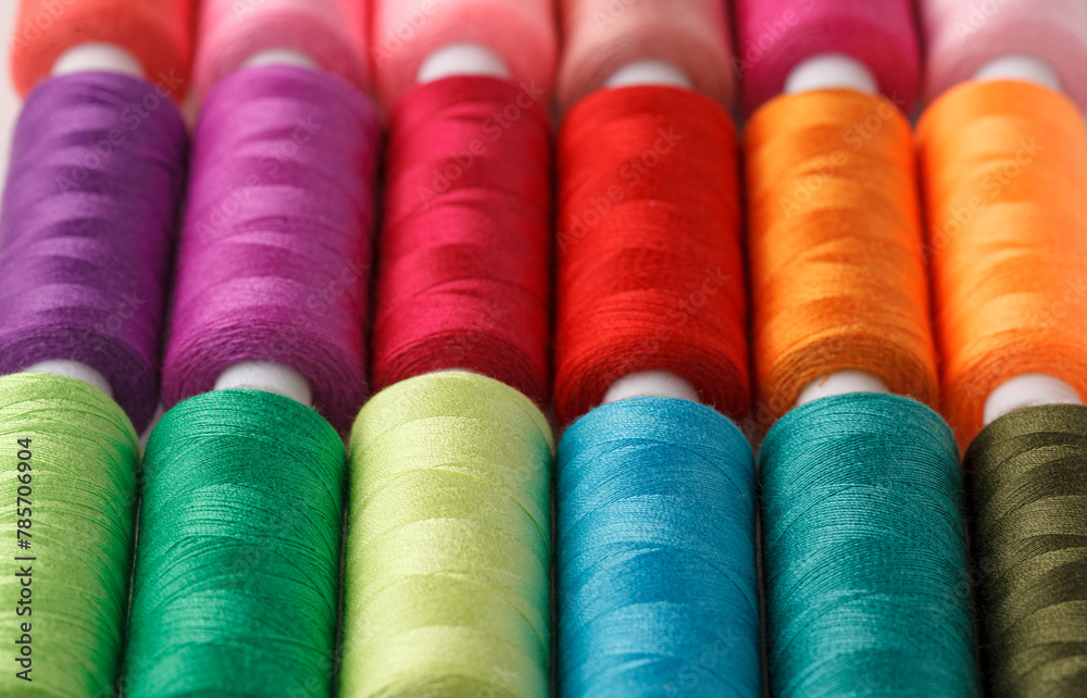 Set of colorful spools of thread Set of colorful spools of thread