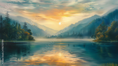 sunrise on the mountain lake © Matan