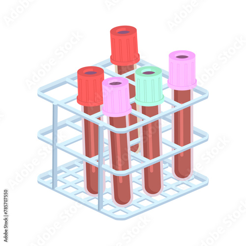Blood test tube rack isolated on white - hand drawn vector illustration.