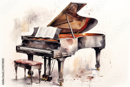 piano watercolor 