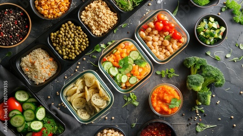Colorful Vegan Meal Prep Containers with Fresh Ingredients