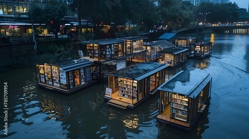 A series of floating public libraries on urban waterways accessible by boat promoting literacy and learning in a novel setting while making use of underutilized spaces.