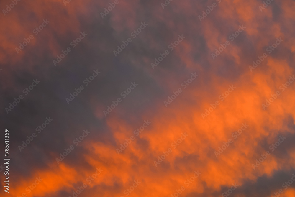 Beautiful scenic orange grey cloudscape gloomy cloudy sky background