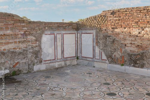 Bild auf Leinwand "Opus sectile" mosaic floor decoration of a house in Ostia Antica