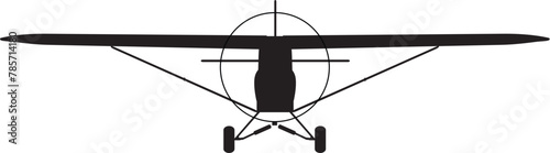 Black Vector Frontal View Image of Piper J-3 Cub J3 Vintage Tailwheel Taildragger Training Airplane
