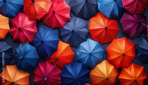 colorful umbrella canopy pattern from top view in vibrant shades photo