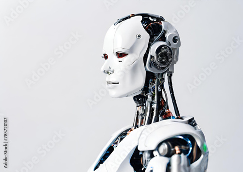 AI cyborg or robot isolated on white with text space can use for advertising, ads