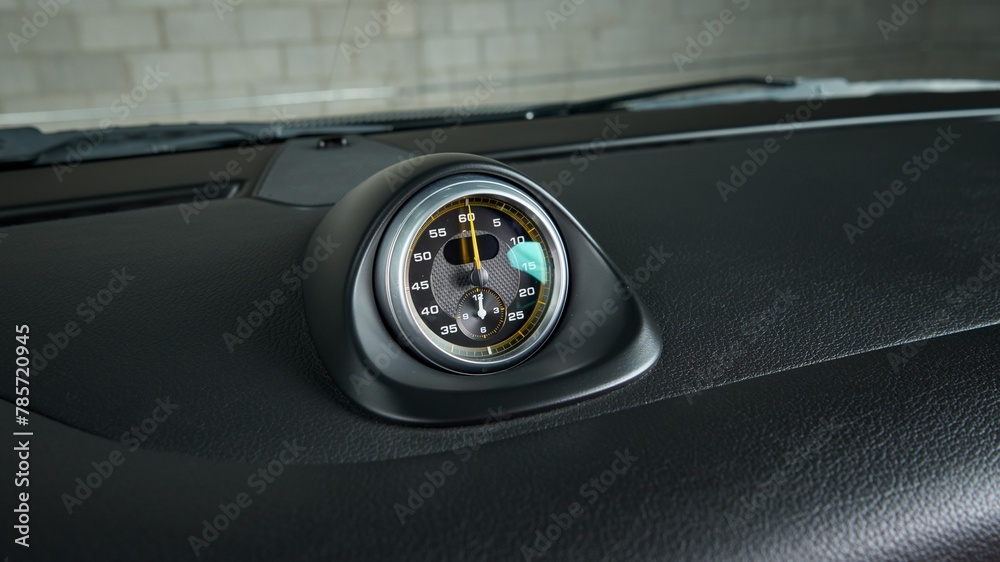 Clock on a car dashboard