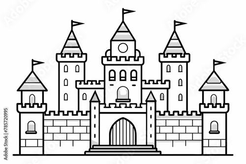 castle vector outline on white background © Chayon Sarker