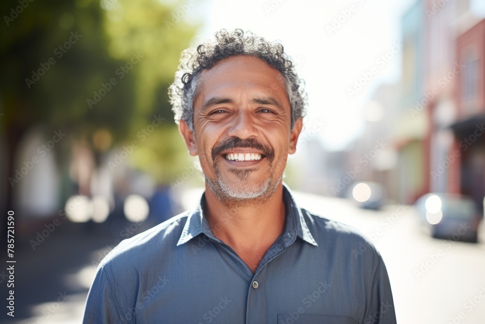 Mature Hispanic man smiling happy on city street Mature Hispanic man smiling happy on city street