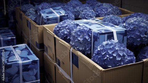 a lot of flowers packed in boxes refrigerator warehouse