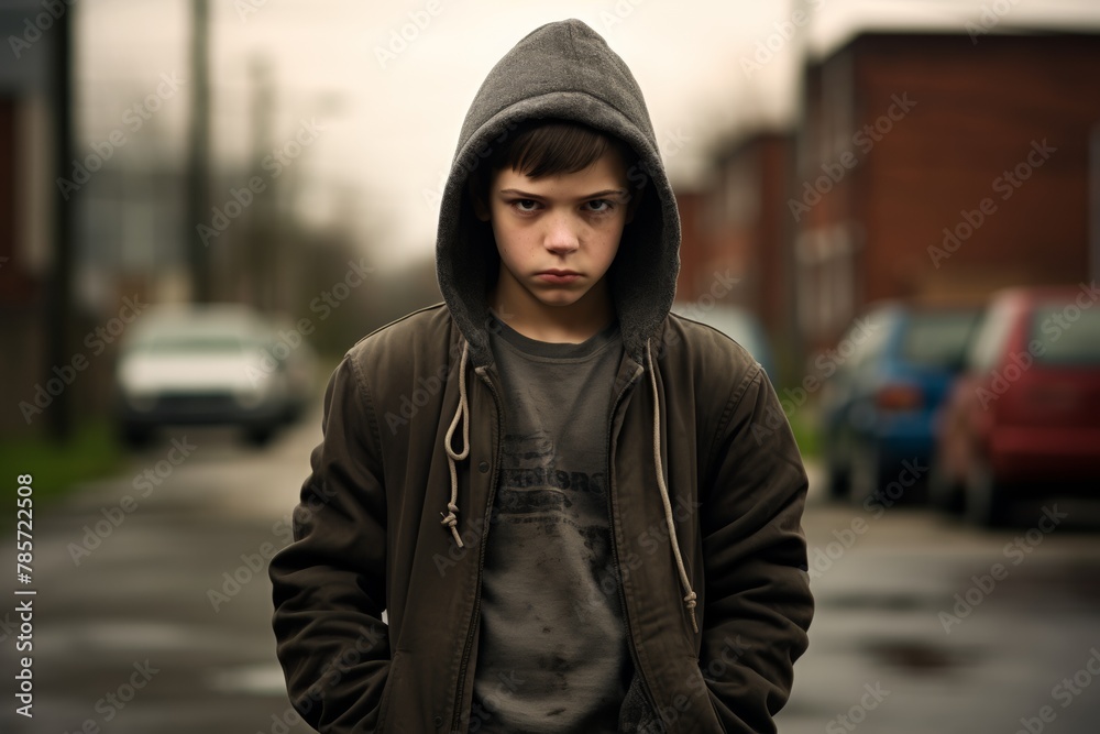 Troubled teenager on a city street Troubled teenager on a city street