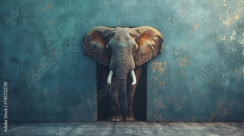 elephant in the room metaphor. avoid to resolve obvious problem in business. photo