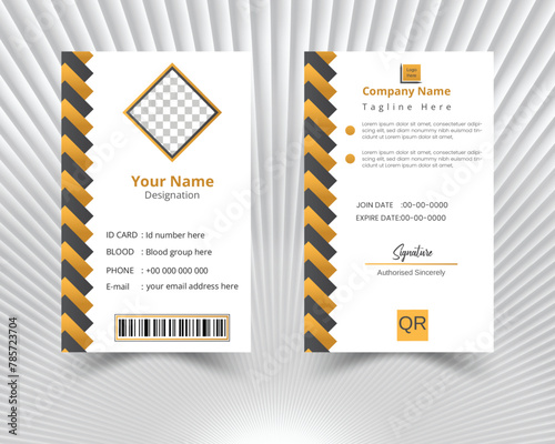 Corporate Creative Modern and minimalist Business ID Card template on white background.