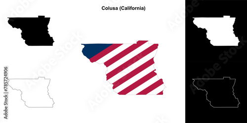 Colusa County (California) outline map set photo