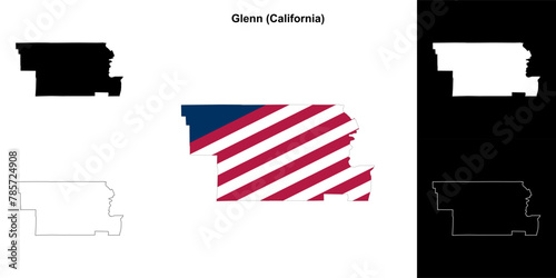 Glenn County (California) outline map set photo