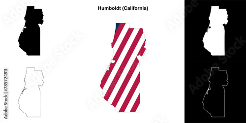 Humboldt County (California) outline map set photo