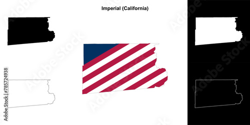 Imperial County (California) outline map set photo