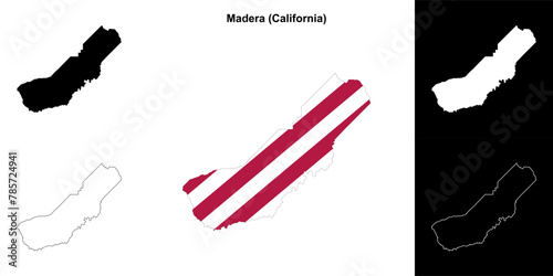 Madera County (California) outline map set