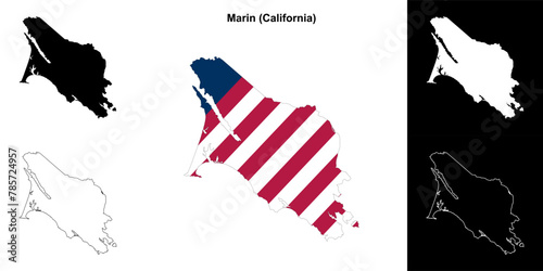 Marin County (California) outline map set