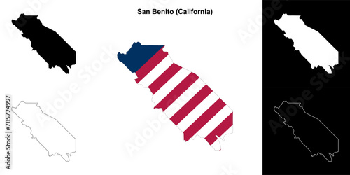 San Benito County (California) outline map set photo