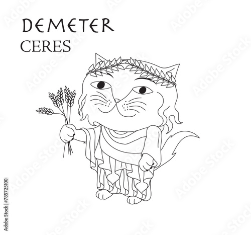 Cute cartoon illustration of cat Demeter