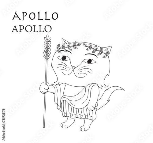 Cute cartoon illustration of cat Apollo