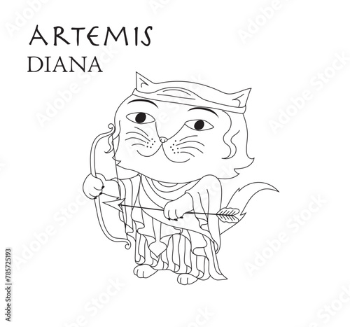 Cute cartoon illustration of cat Artemis