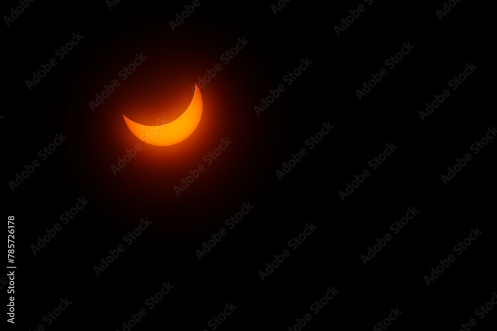 View of a Partial Solar Eclipse, After Third Contact, Sun Seen with Solar Filter, April 8, 2024, Dublin, Ohio View of a Partial Solar Eclipse, After Third Contact, Sun Seen with Solar Filter, April 8, 2024, Dublin, Ohio