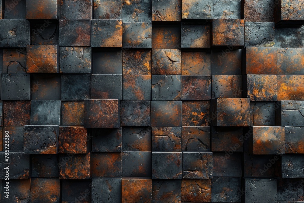 A visually striking image of a wall with a rustic masonry design in orange and black, suggesting durability and an industrial feel