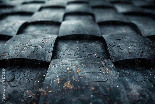 This image depicts the intricate texture of a black tire in dark, moody lighting, highlighting durability and ruggedness