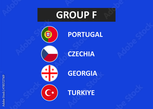 Group F of the European football tournament in Germany 2024. Vector illustration.