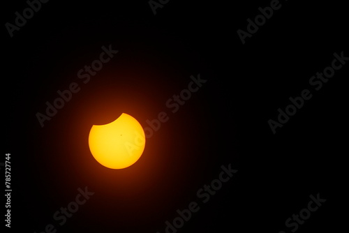 View of a Partial Solar Eclipse  After Third Contact  Sun Seen with Solar Filter  April 8  2024  Dublin  Ohio