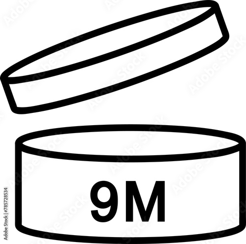 expiration date 9 months icon, period after opening symbol, pao icon for packaging design