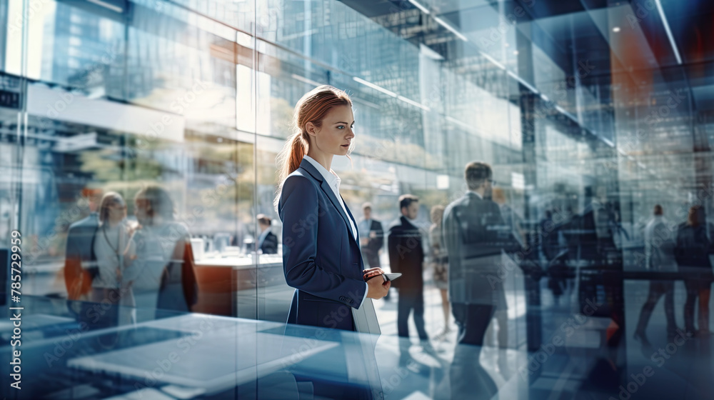 Fototapeta premium business people in white glass office