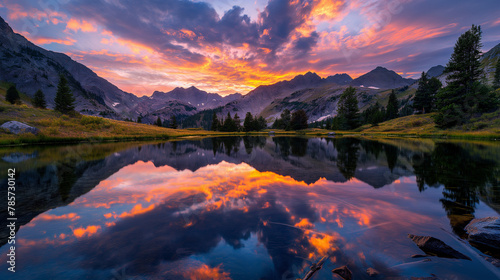 Sunset Splendor Over Wilderness Lake