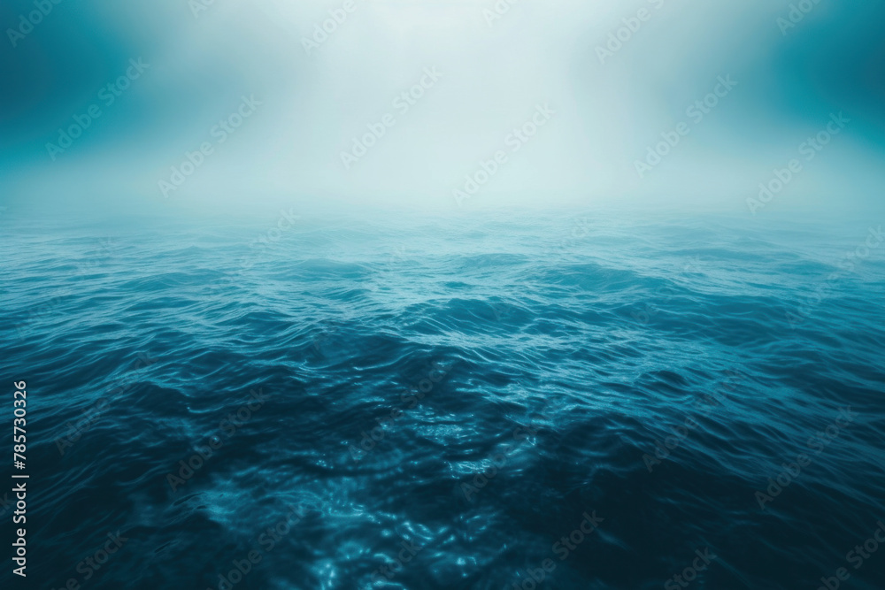 Mysterious Ocean with Fog Over Water Surface in Moody Blue Tones