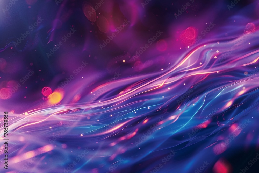 Vibrant abstract background with pulsating neon lights and morphing shapes, immersing the viewer in an enchanting world