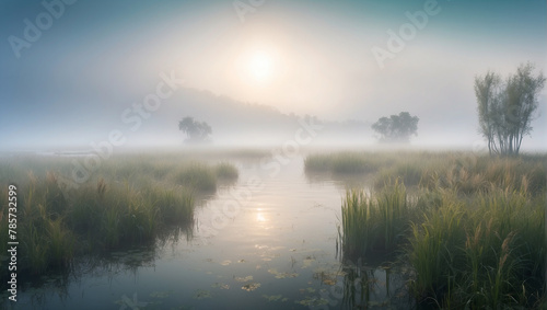 morning mist on the river  morning on the lake  morning on the river