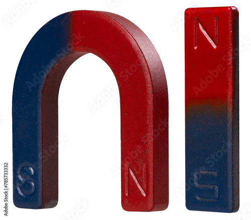 Magnet with two U and I-shaped poles. Isolated background.