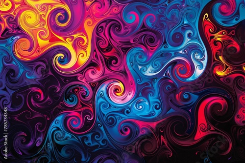 Abstract psychedelic wallpaper featuring vibrant colors and swirling patterns