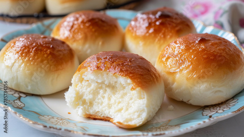 Freshly baked chinese buns on a plate