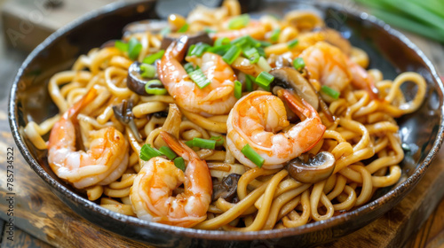 Savory shrimp and noodle stir-fry