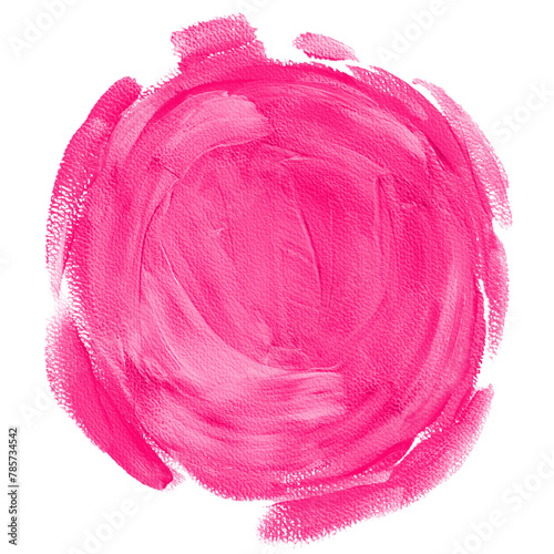 Różowa plama w kształcie koła - izolowany plik graficzny w formie karteczki, nalepki.