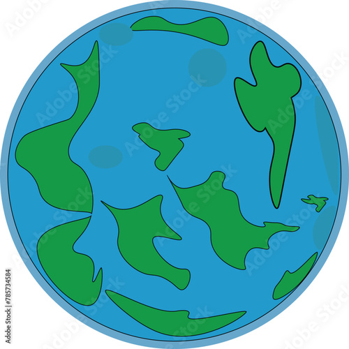 Vector globe with isolated cartoon world map on white background.