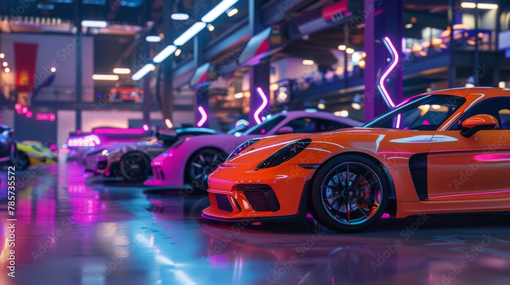 Cars Parked in Parking Garage Cars Parked in Parking Garage