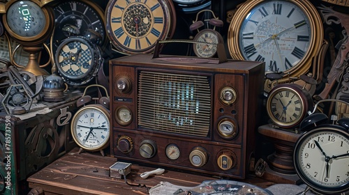 Retro Radio and Holographic Interface with Antique Clocks