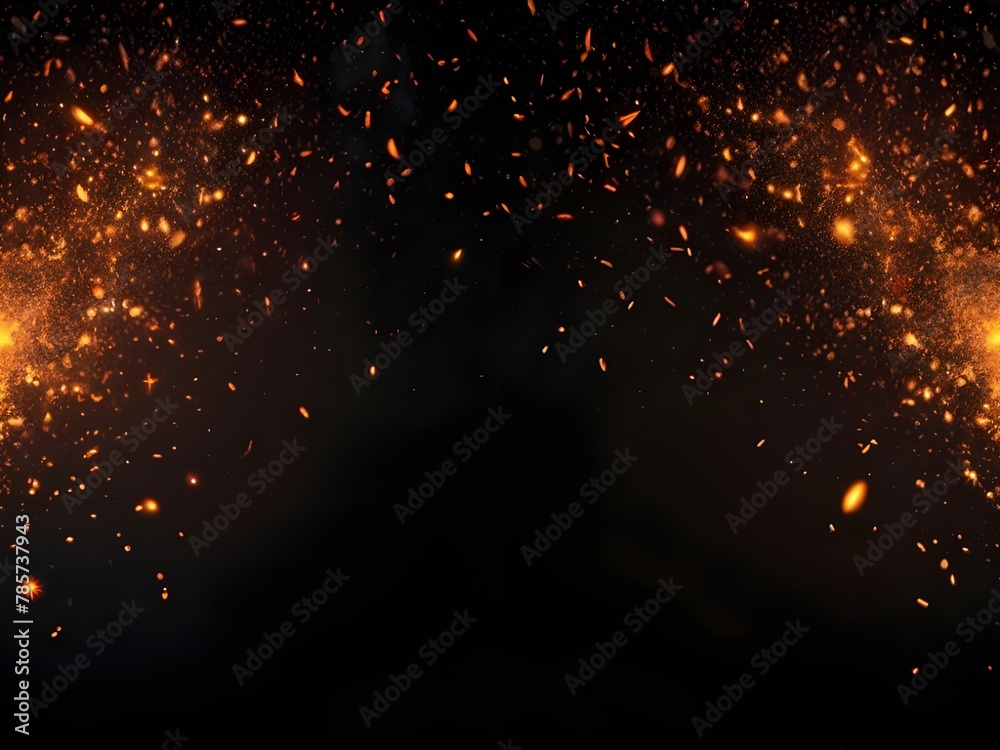 Fiery Embers and Glittering Particles: Abstract Dark Background with ...