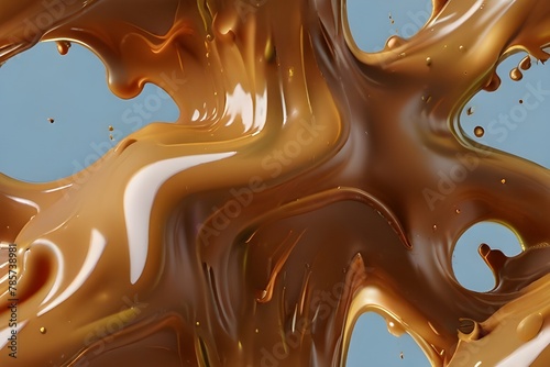Indulgent Caramel Temptation: 3D Splash of Delicious Liquid Caramel, Irresistibly Tempting and Mouthwatering, Perfect for Culinary Art and Food Photography