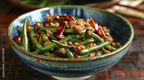 Spicy szechuan green beans with ground pork